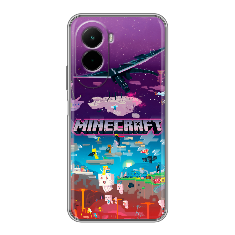 Силиконовый чехол на Poco M7 4G с принтом Майнкрафт Minecraft Силиконовый чехол на Poco M7 4G с принтом Майнкрафт Minecraft