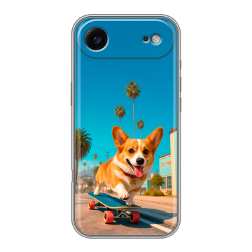 Силиконовый чехол на Iphone Air с принтом Корги на скейте