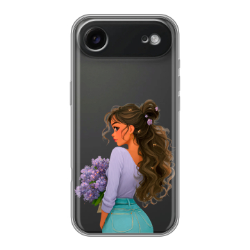 Силиконовый чехол на Iphone Air с принтом девушка цветы
