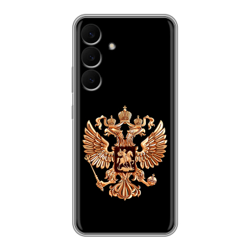 Силиконовый чехол на Samsung Galaxy S25 FE с принтом Герб России золотой Силиконовый чехол на Samsung Galaxy S25 FE с принтом Герб России золотой