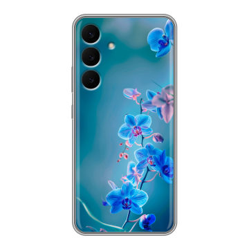 Силиконовый чехол на Samsung Galaxy S25 FE с принтом Голубые цветы Силиконовый чехол на Samsung Galaxy S25 FE с принтом Голубые цветы
