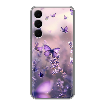 Силиконовый чехол на Samsung Galaxy S25 FE с принтом бабочки и лаванда Силиконовый чехол на Samsung Galaxy S25 FE с принтом бабочки и лаванда