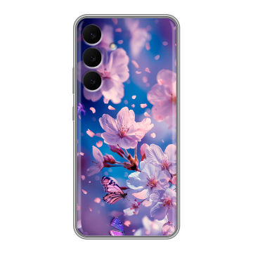 Силиконовый чехол на Samsung Galaxy S25 FE с принтом цветы бабочки Силиконовый чехол на Samsung Galaxy S25 FE с принтом цветы бабочки