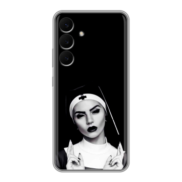 Силиконовый чехол на Samsung Galaxy S25 FE с принтом монашка Силиконовый чехол на Samsung Galaxy S25 FE с принтом монашка