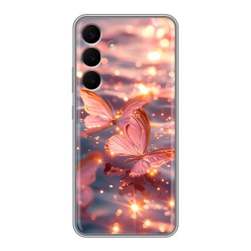 Силиконовый чехол на Samsung Galaxy S25 FE с принтом бабочки розовые Силиконовый чехол на Samsung Galaxy S25 FE с принтом бабочки розовые