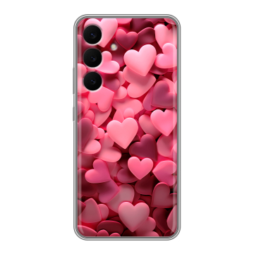 Силиконовый чехол на Samsung Galaxy S25 FE с принтом розовые сердечки Силиконовый чехол на Samsung Galaxy S25 FE с принтом розовые сердечки