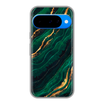 Силиконовый чехол на Google Pixel 10 с принтом Мрамор зеленое золото