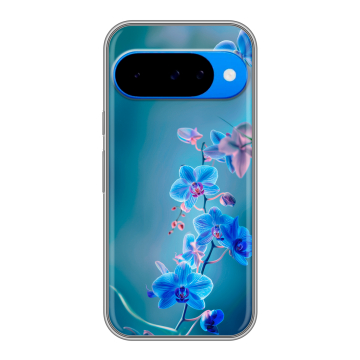 Силиконовый чехол на Google Pixel 10 с принтом Голубые цветы Силиконовый чехол на Google Pixel 10 с принтом Голубые цветы