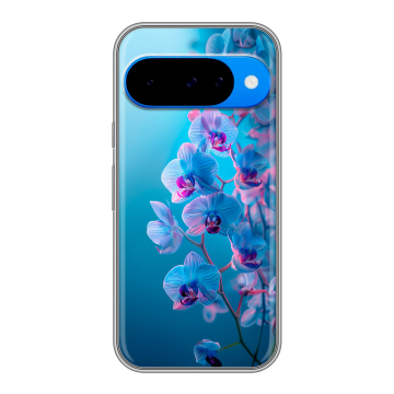 Силиконовый чехол на Google Pixel 10 с принтом голубые орхидеи Силиконовый чехол на Google Pixel 10 с принтом голубые орхидеи