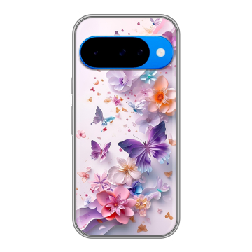 Силиконовый чехол на Google Pixel 10 с принтом цветы бабочки