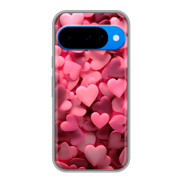 Силиконовый чехол на Google Pixel 10 с принтом розовые сердечки Силиконовый чехол на Google Pixel 10 с принтом розовые сердечки