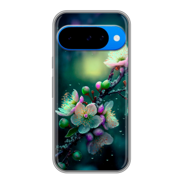 Силиконовый чехол на Google Pixel 10 с принтом Цветы и мрамор Силиконовый чехол на Google Pixel 10 с принтом Цветы и мрамор