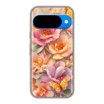 Силиконовый чехол на Google Pixel 10 с принтом Цветы и бабочки