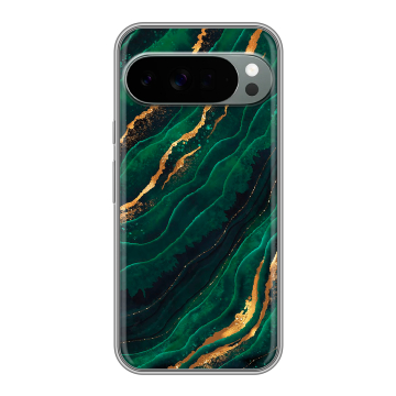 Силиконовый чехол на Google Pixel 10 Pro XL с принтом Мрамор зеленое золото