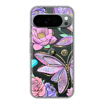 Силиконовый чехол на Google Pixel 10 Pro XL с принтом Бабочки и цветы