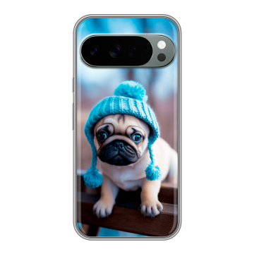 Силиконовый чехол на Google Pixel 10 Pro XL с принтом Мопс в шапке