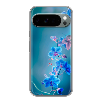 Силиконовый чехол на Google Pixel 10 Pro XL с принтом Голубые цветы