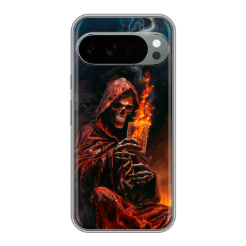Силиконовый чехол на Google Pixel 10 Pro XL с принтом Скелет и карты