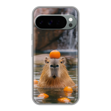 Силиконовый чехол на Google Pixel 10 Pro XL с принтом Капибара с апельсином Силиконовый чехол на Google Pixel 10 Pro XL с принтом Капибара с апельсином