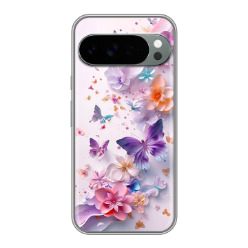 Силиконовый чехол на Google Pixel 10 Pro XL с принтом цветы бабочки