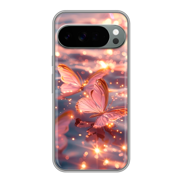Силиконовый чехол на Google Pixel 10 Pro XL с принтом бабочки розовые