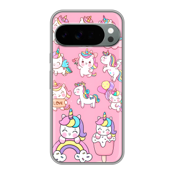 Силиконовый чехол на Google Pixel 10 Pro XL с принтом Единороги и радуга Силиконовый чехол на Google Pixel 10 Pro XL с принтом Единороги и радуга
