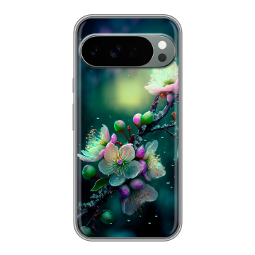 Силиконовый чехол на Google Pixel 10 Pro XL с принтом Цветы и мрамор