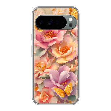 Силиконовый чехол на Google Pixel 10 Pro XL с принтом Цветы и бабочки