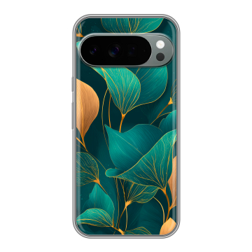 Силиконовый чехол на Google Pixel 10 Pro XL с принтом Листья и золото