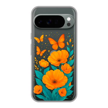Силиконовый чехол на Google Pixel 10 Pro XL с принтом цветы бабочки