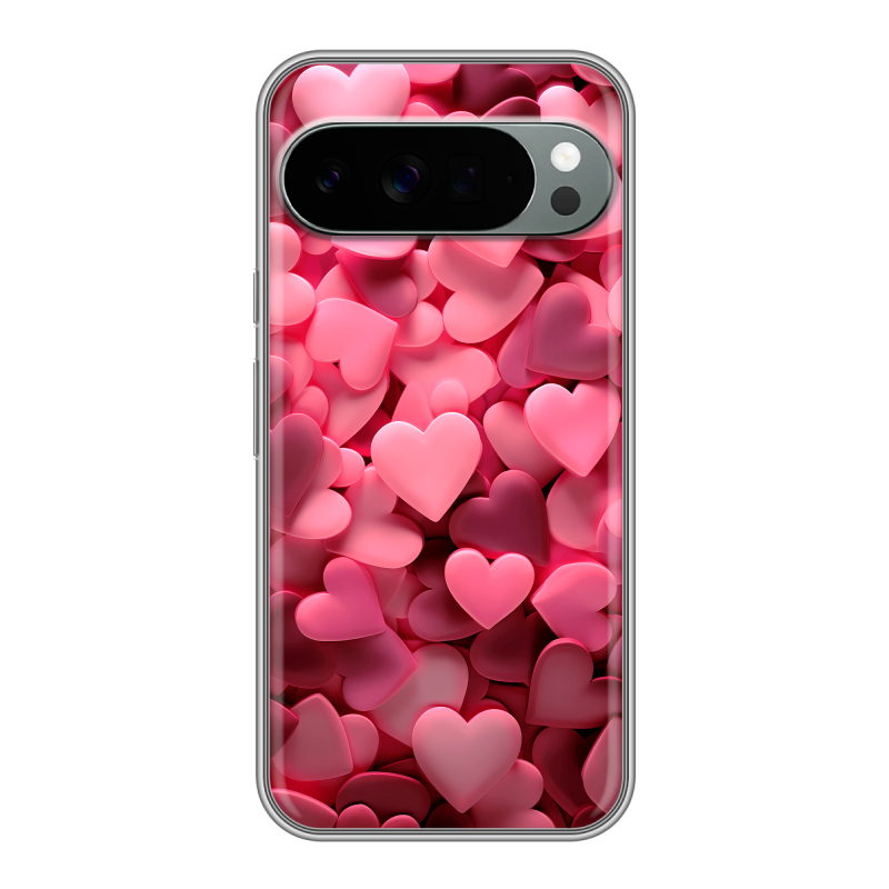 Силиконовый чехол на Google Pixel 10 Pro XL с принтом розовые сердечки Силиконовый чехол на Google Pixel 10 Pro XL с принтом розовые сердечки