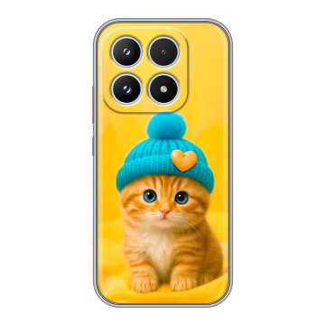 Силиконовый чехол на Xiaomi 17 с принтом Котенок в шапке Силиконовый чехол на Xiaomi 17 с принтом Котенок в шапке