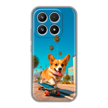 Силиконовый чехол на Xiaomi 17 с принтом Корги на скейте Силиконовый чехол на Xiaomi 17 с принтом Корги на скейте