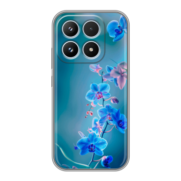 Силиконовый чехол на Xiaomi 17 с принтом Голубые цветы Силиконовый чехол на Xiaomi 17 с принтом Голубые цветы