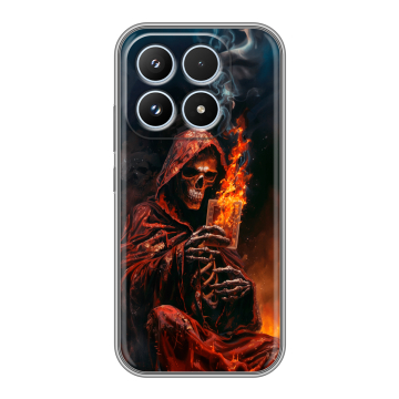 Силиконовый чехол на Xiaomi 17 с принтом Скелет и карты Силиконовый чехол на Xiaomi 17 с принтом Скелет и карты