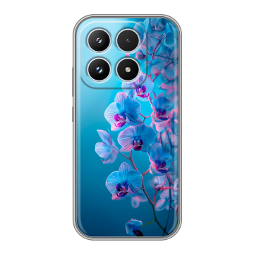 Силиконовый чехол на Xiaomi 17 с принтом голубые орхидеи Силиконовый чехол на Xiaomi 17 с принтом голубые орхидеи