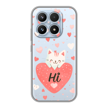 Силиконовый чехол на Xiaomi 17 с принтом котенок и сердечко Силиконовый чехол на Xiaomi 17 с принтом котенок и сердечко