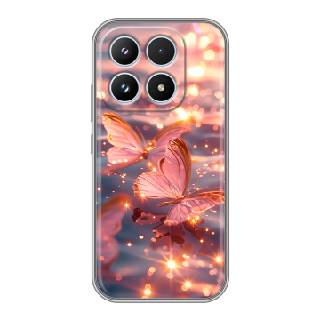 Силиконовый чехол на Xiaomi 17 с принтом бабочки розовые Силиконовый чехол на Xiaomi 17 с принтом бабочки розовые