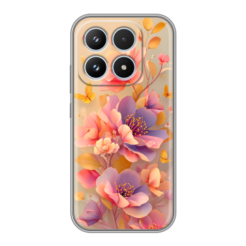 Силиконовый чехол на Xiaomi 17 с принтом Цветы и бабочки
