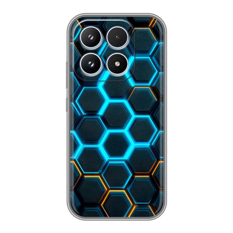 Силиконовый чехол на Xiaomi 17 с принтом Неоновые соты Силиконовый чехол на Xiaomi 17 с принтом Неоновые соты