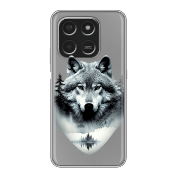 Силиконовый чехол на Honor X7d с принтом Волк в лесу Силиконовый чехол на Honor X7d с принтом Волк в лесу