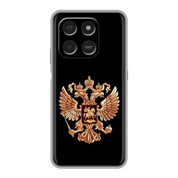 Силиконовый чехол на Honor X7d с принтом Герб России золотой