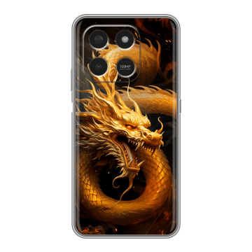 Силиконовый чехол на Honor X7d с принтом Золотой дракон