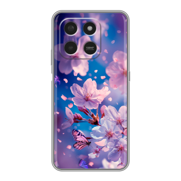Силиконовый чехол на Honor X7d с принтом цветы бабочки Силиконовый чехол на Honor X7d с принтом цветы бабочки