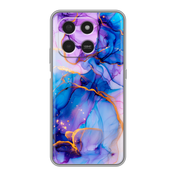 Силиконовый чехол на Honor X7d с принтом синий мрамор Силиконовый чехол на Honor X7d с принтом синий мрамор