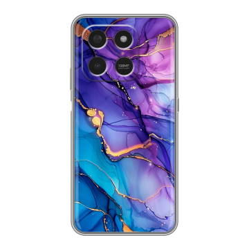 Силиконовый чехол на Honor X7d с принтом синий мрамор Силиконовый чехол на Honor X7d с принтом синий мрамор