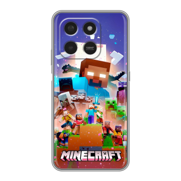 Силиконовый чехол на Honor X7d с принтом Майнкрафт Minecraft