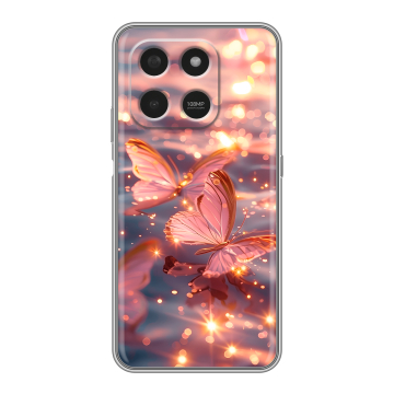 Силиконовый чехол на Honor X7d с принтом бабочки розовые