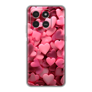 Силиконовый чехол на Honor X7d с принтом розовые сердечки Силиконовый чехол на Honor X7d с принтом розовые сердечки