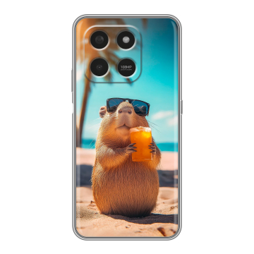 Силиконовый чехол на Honor X7d с принтом Капибара